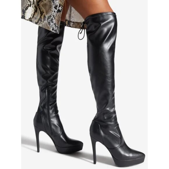 Platform Stiletto Boots Black Size 10 - Picture 1 of 4